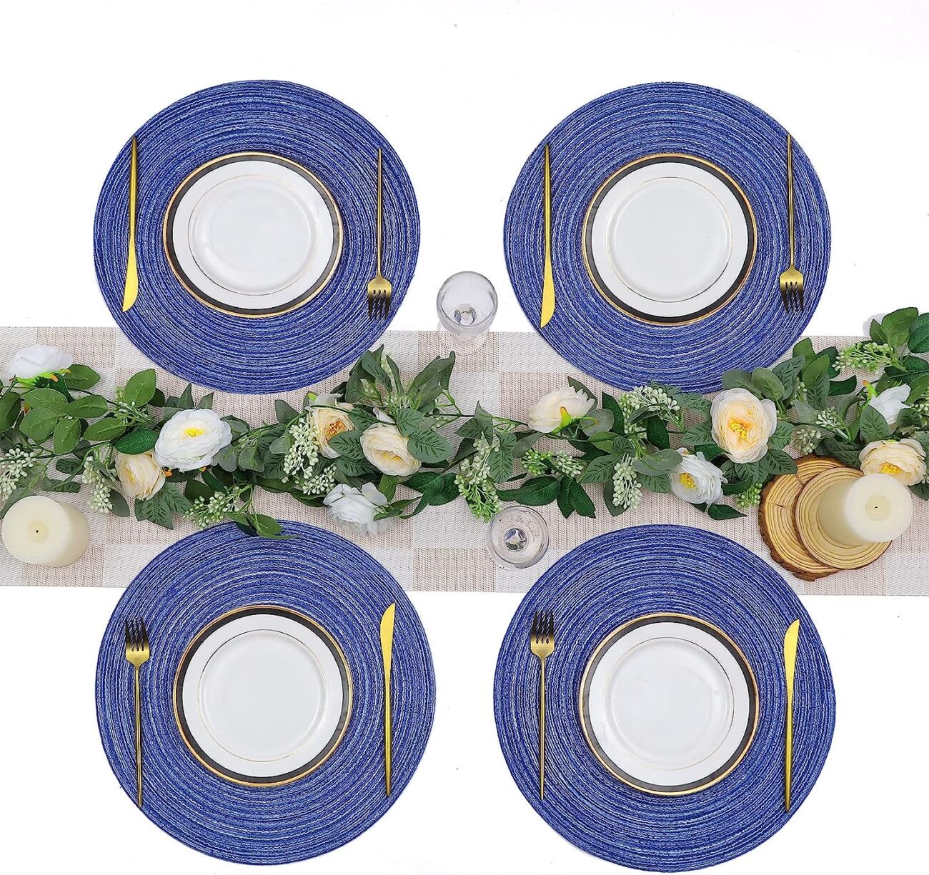 Round Braided Placemats Set Washable 15 inch Round Table Placemat - Image 38
