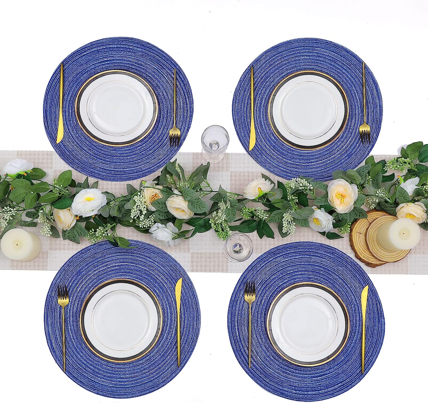 Round Braided Placemats Set Washable 15 inch Round Table Placemat - Image 38