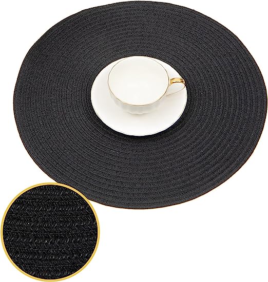 Round Braided Placemats Set Washable 15 inch Round Table Placemat - Image 50
