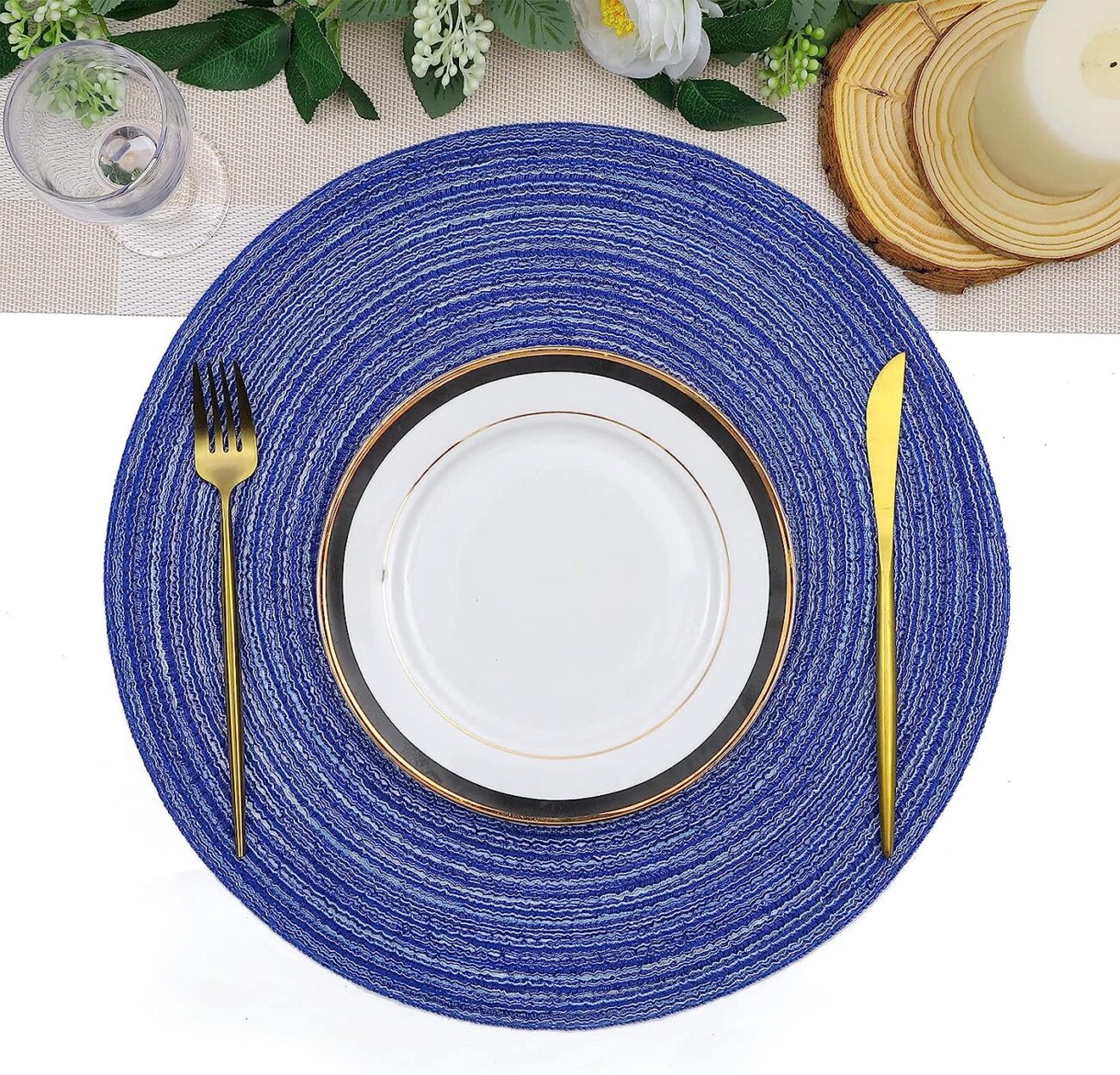 Round Braided Placemats Set Washable 15 inch Round Table Placemat - Image 37