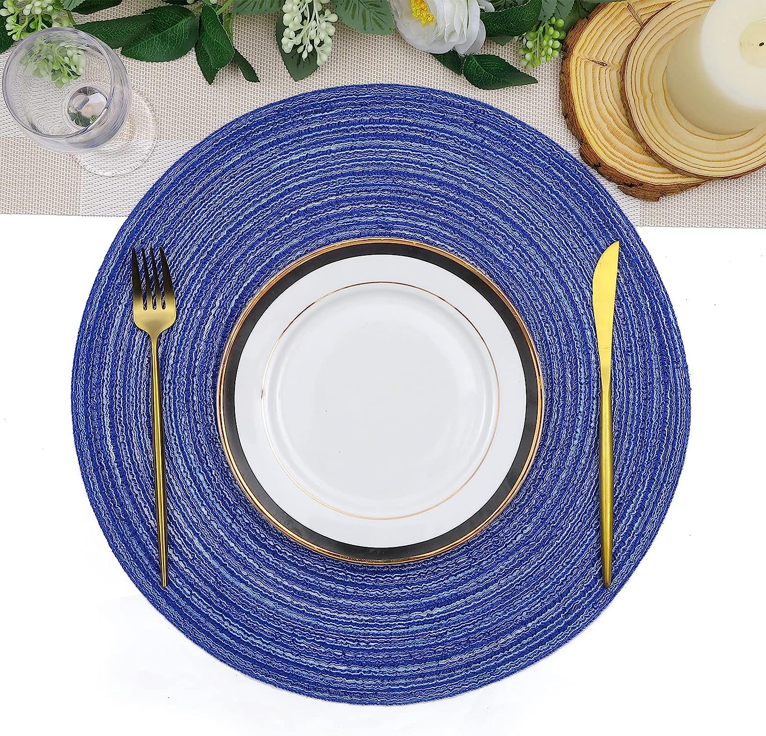 Round Braided Placemats Set Washable 15 inch Round Table Placemat - Image 37