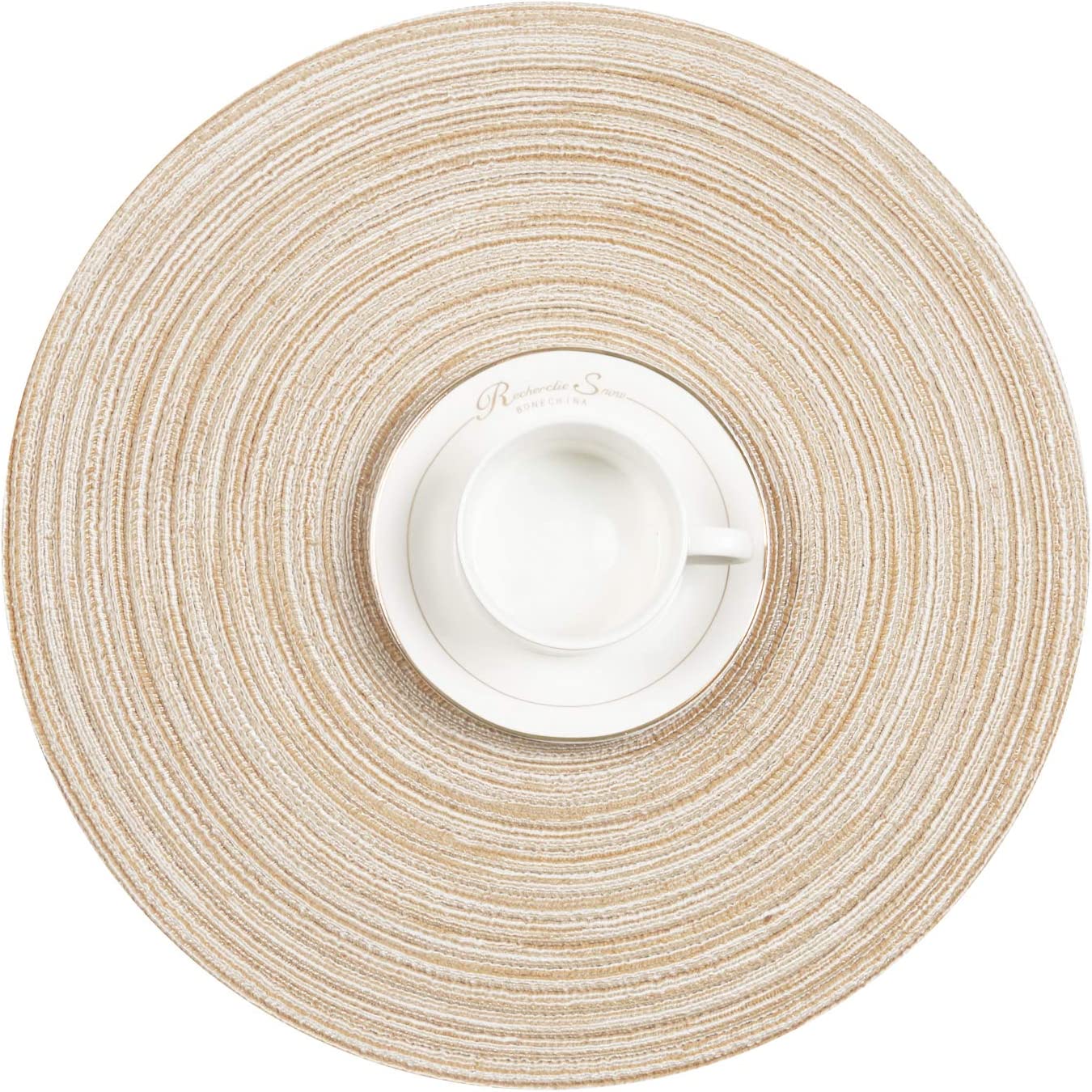 Round Braided Placemats Set Washable 15 inch Round Table Placemat - Image 41