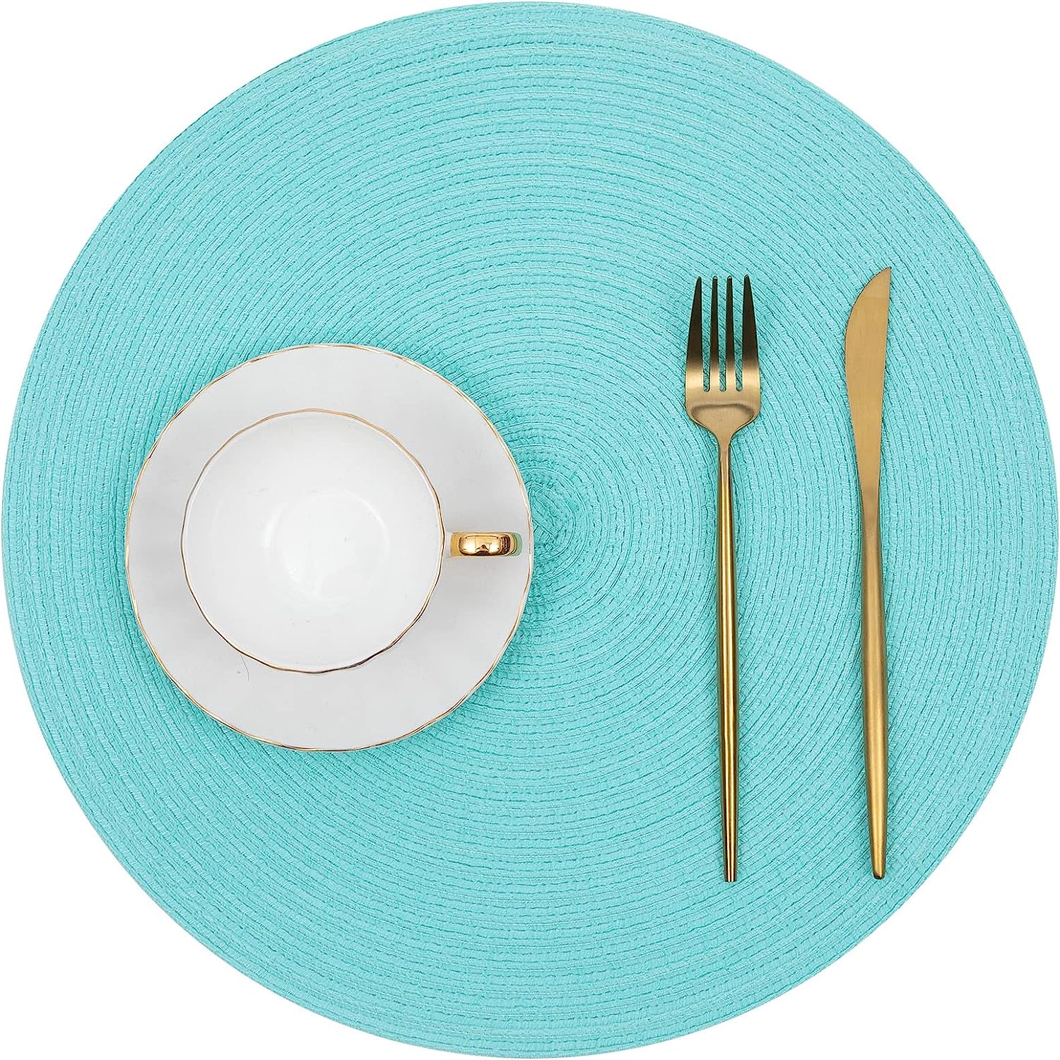 Round Braided Placemats Set Washable 15 inch Round Table Placemat - Image 40