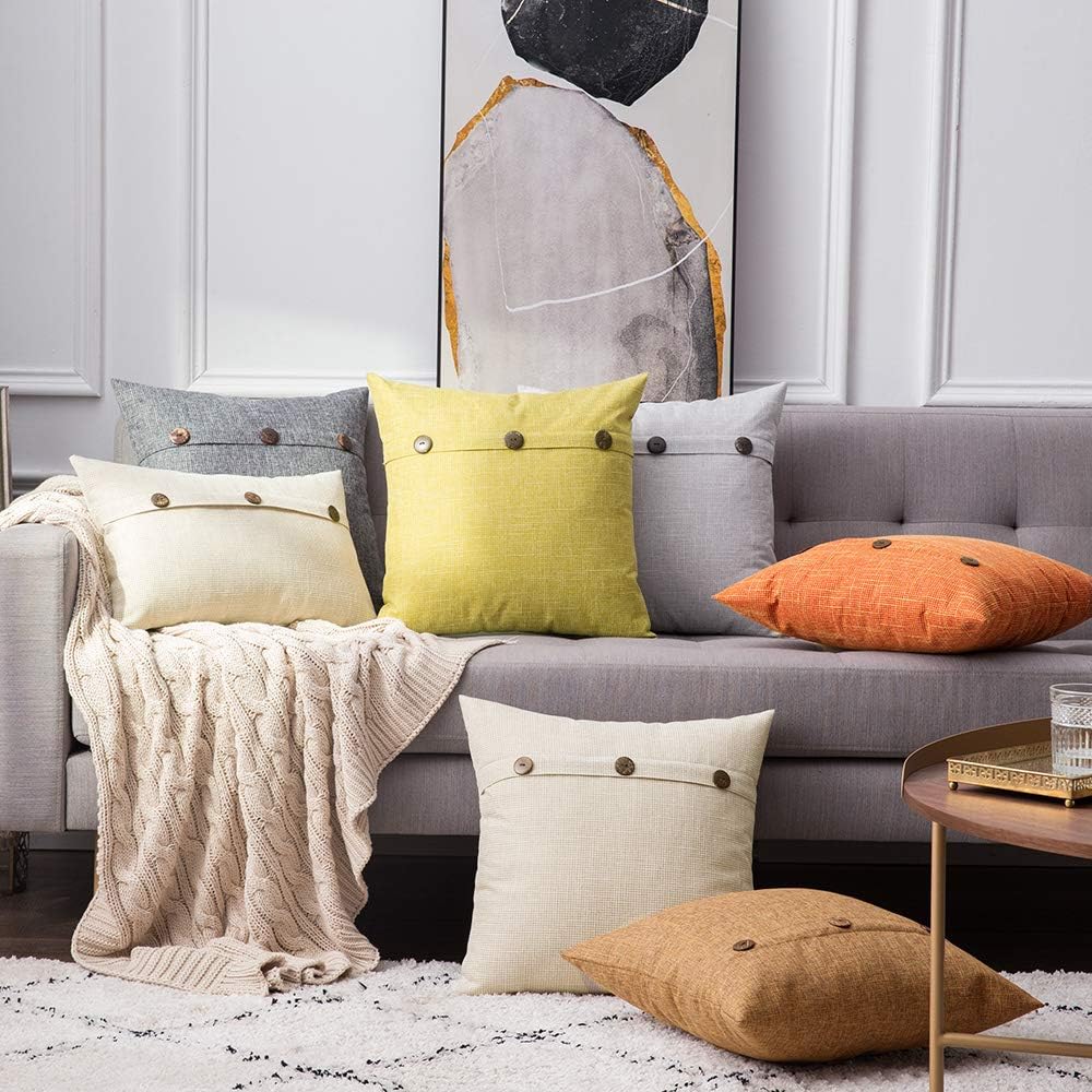 Set of 2 Decorative Linen Throw Pillow Covers Cushion Case Pillowcase for Couch Sofa Bed - Image 5