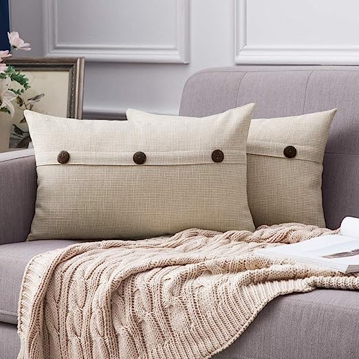 Set of 2 Decorative Linen Throw Pillow Covers Cushion Case Pillowcase for Couch Sofa Bed - Image 8
