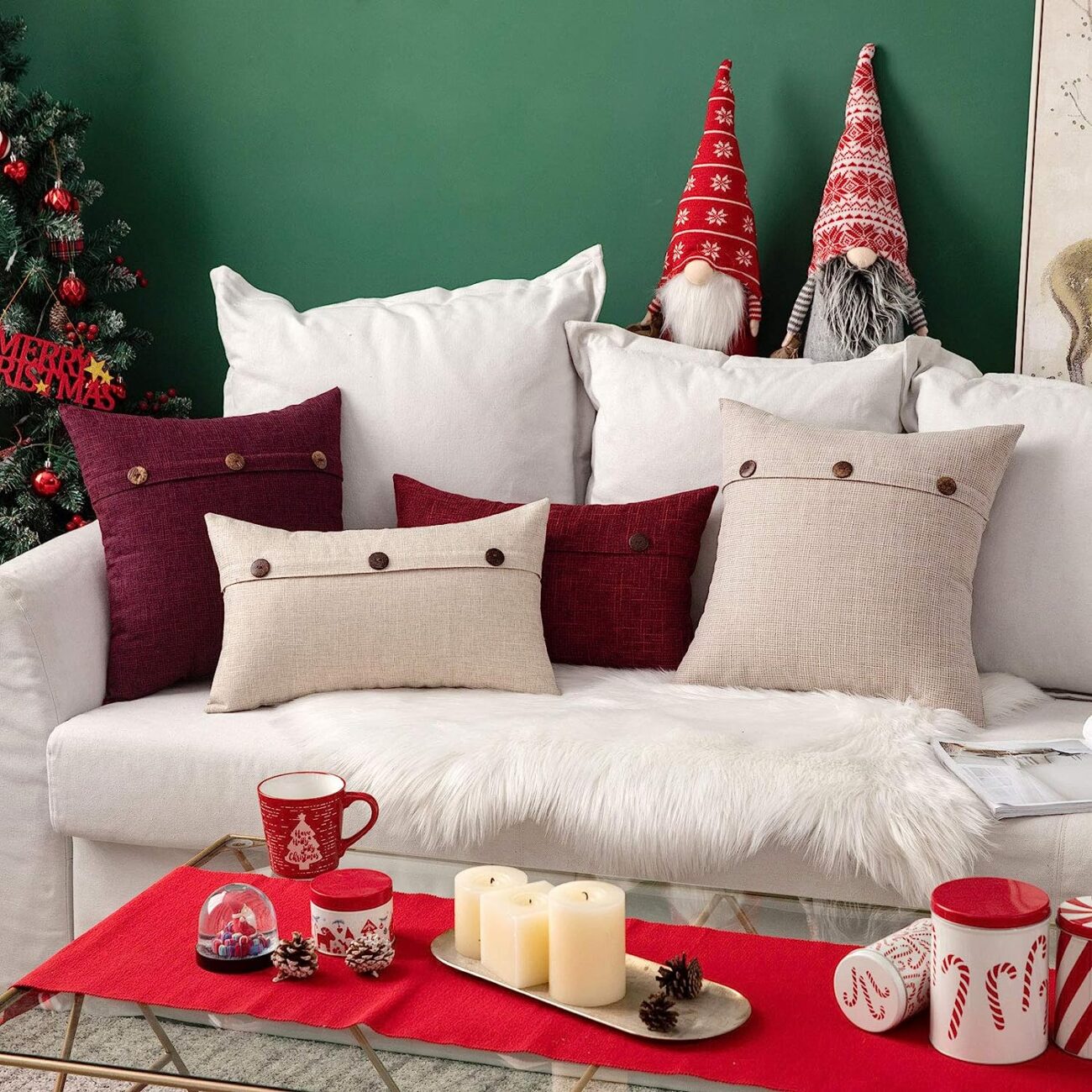 Set of 2 Decorative Linen Throw Pillow Covers Cushion Case Pillowcase for Couch Sofa Bed - Image 7