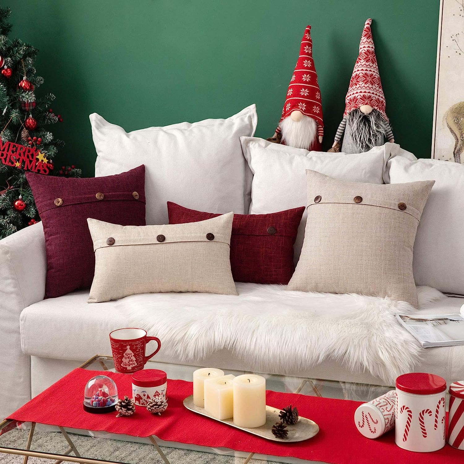 Set of 2 Decorative Linen Throw Pillow Covers Cushion Case Pillowcase for Couch Sofa Bed - Image 7