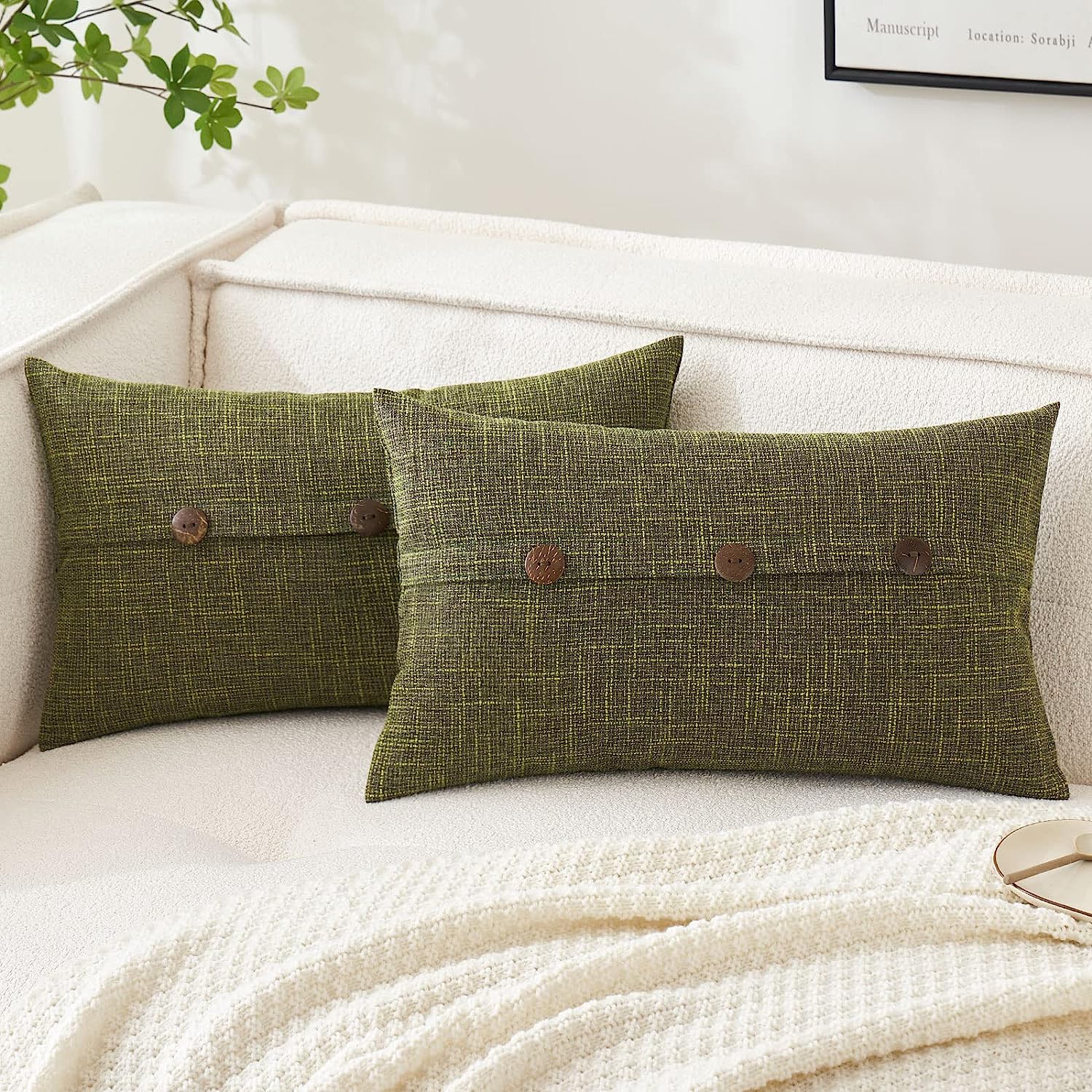 Set of 2 Decorative Linen Throw Pillow Covers Cushion Case Pillowcase for Couch Sofa Bed - Image 21