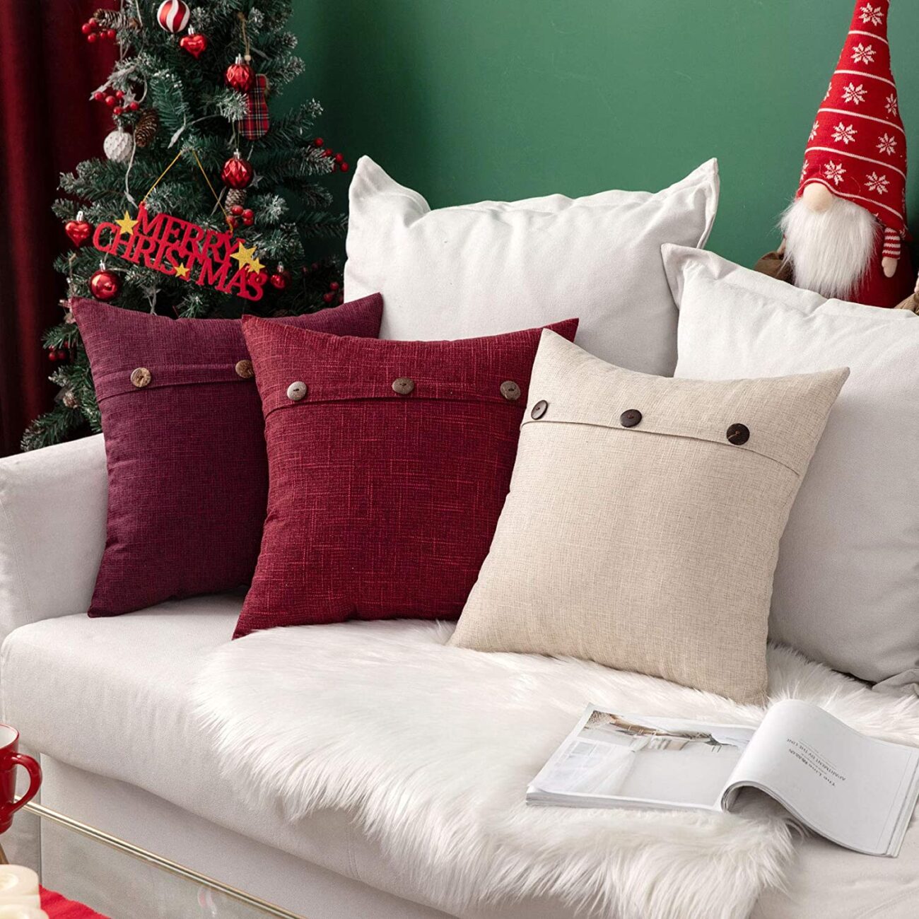 Set of 2 Decorative Linen Throw Pillow Covers Cushion Case Pillowcase for Couch Sofa Bed - Image 6