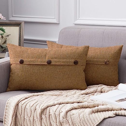 Set of 2 Decorative Linen Throw Pillow Covers Cushion Case Pillowcase for Couch Sofa Bed - Image 15