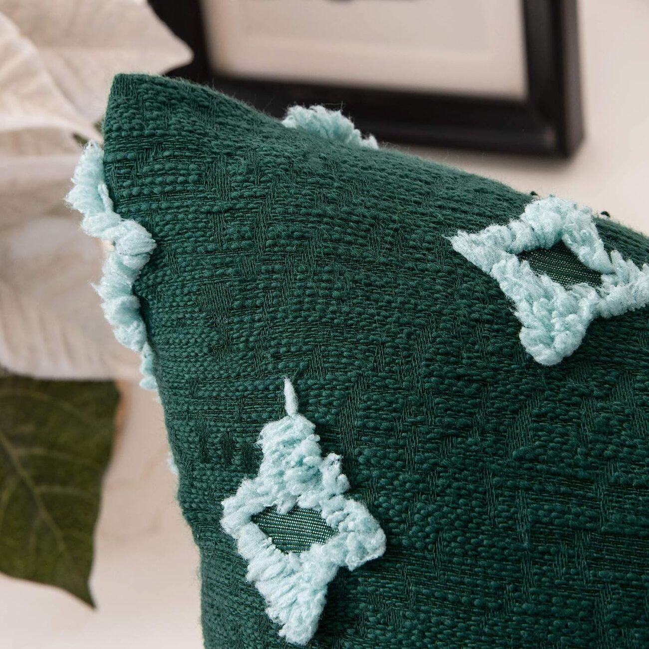 Set of 2 Decorative Throw Pillow Covers Rhombic Jacquard Pillowcase Soft Square Cushion Case - Image 14
