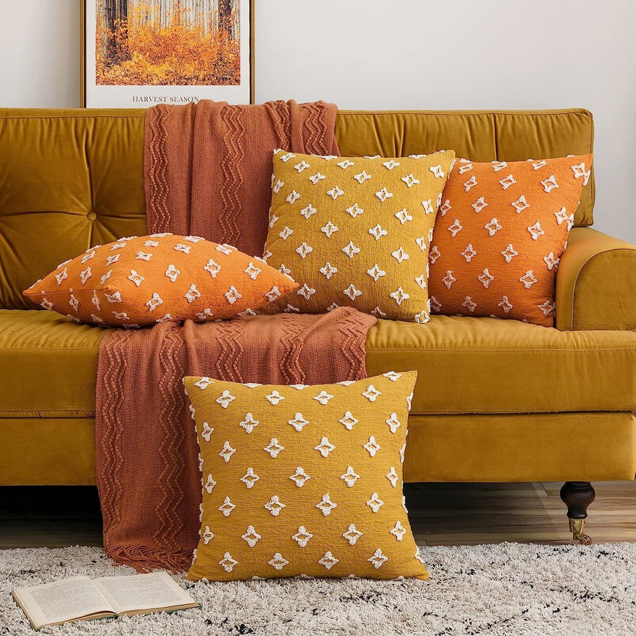 Set of 2 Decorative Throw Pillow Covers Rhombic Jacquard Pillowcase Soft Square Cushion Case - Image 39
