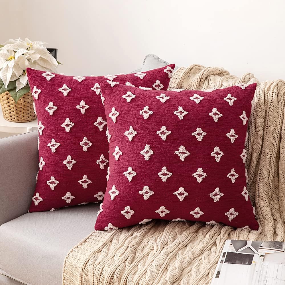Set of 2 Decorative Throw Pillow Covers Rhombic Jacquard Pillowcase Soft Square Cushion Case - Image 18