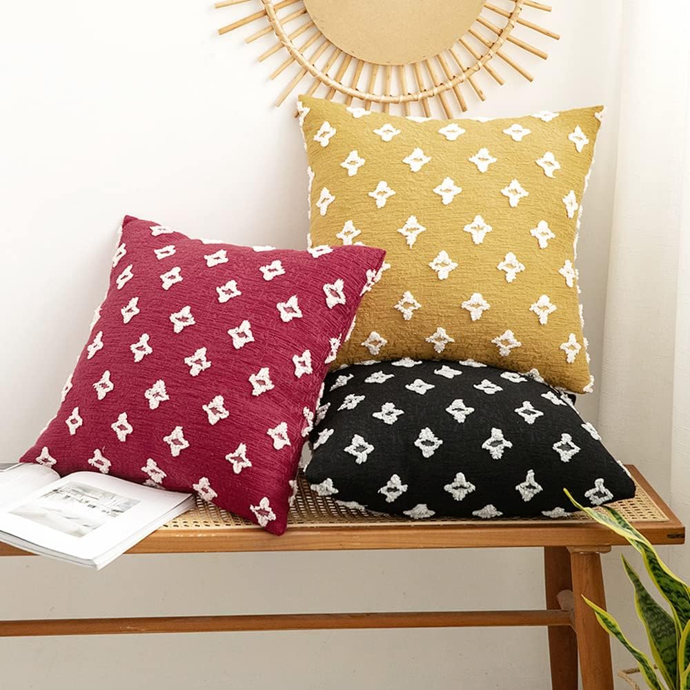 Set of 2 Decorative Throw Pillow Covers Rhombic Jacquard Pillowcase Soft Square Cushion Case - Image 16