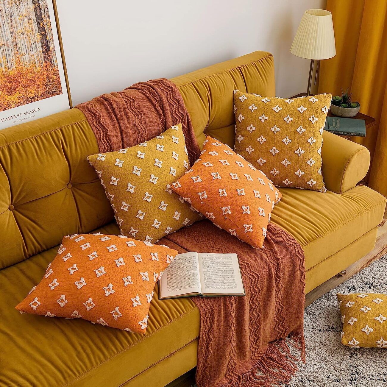 Set of 2 Decorative Throw Pillow Covers Rhombic Jacquard Pillowcase Soft Square Cushion Case - Image 37