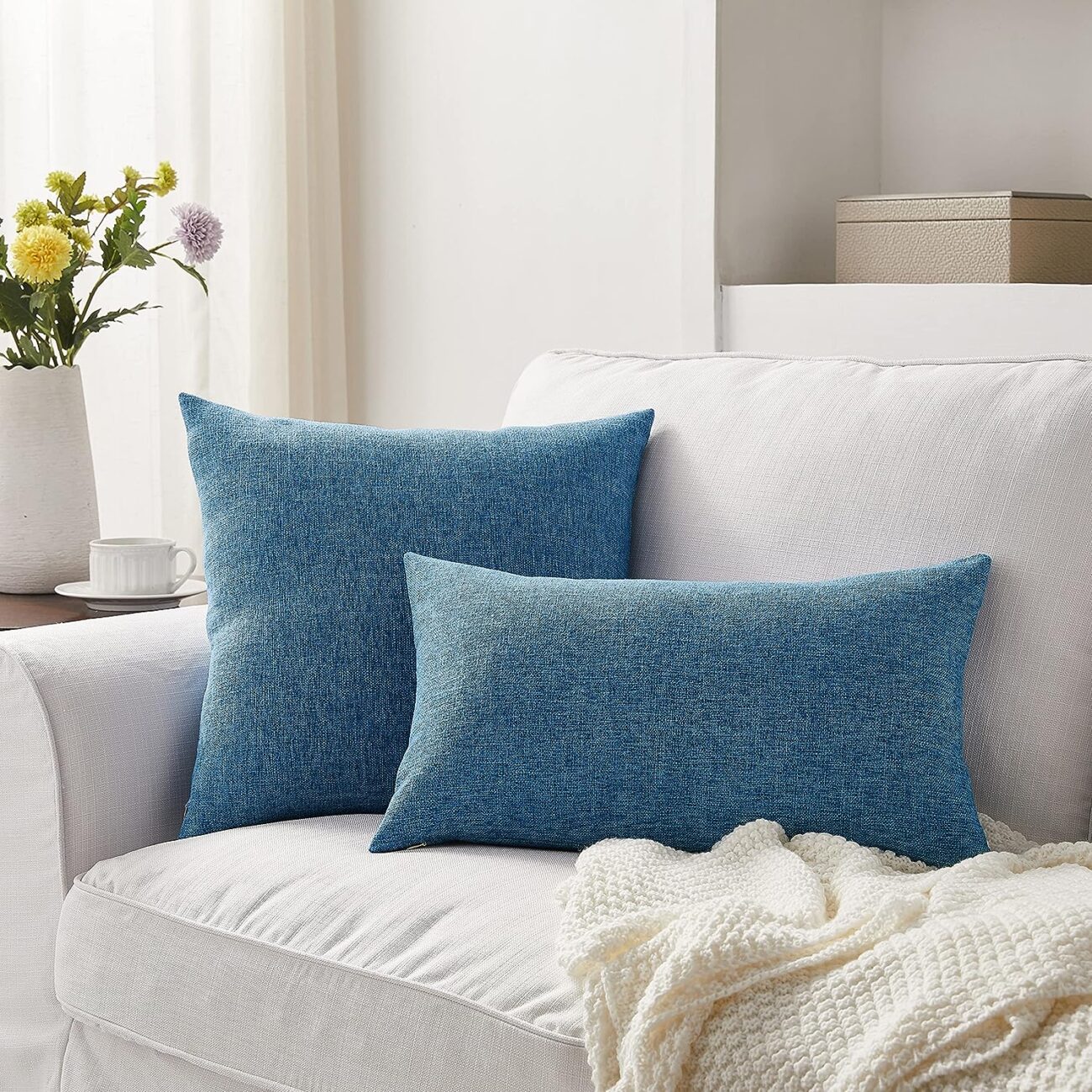 Set of 2 Pillow Covers 18 x 18 Inch Farmhouse Boho Decorative Throw Pillow Covers Linen Cushion Covers - Image 40