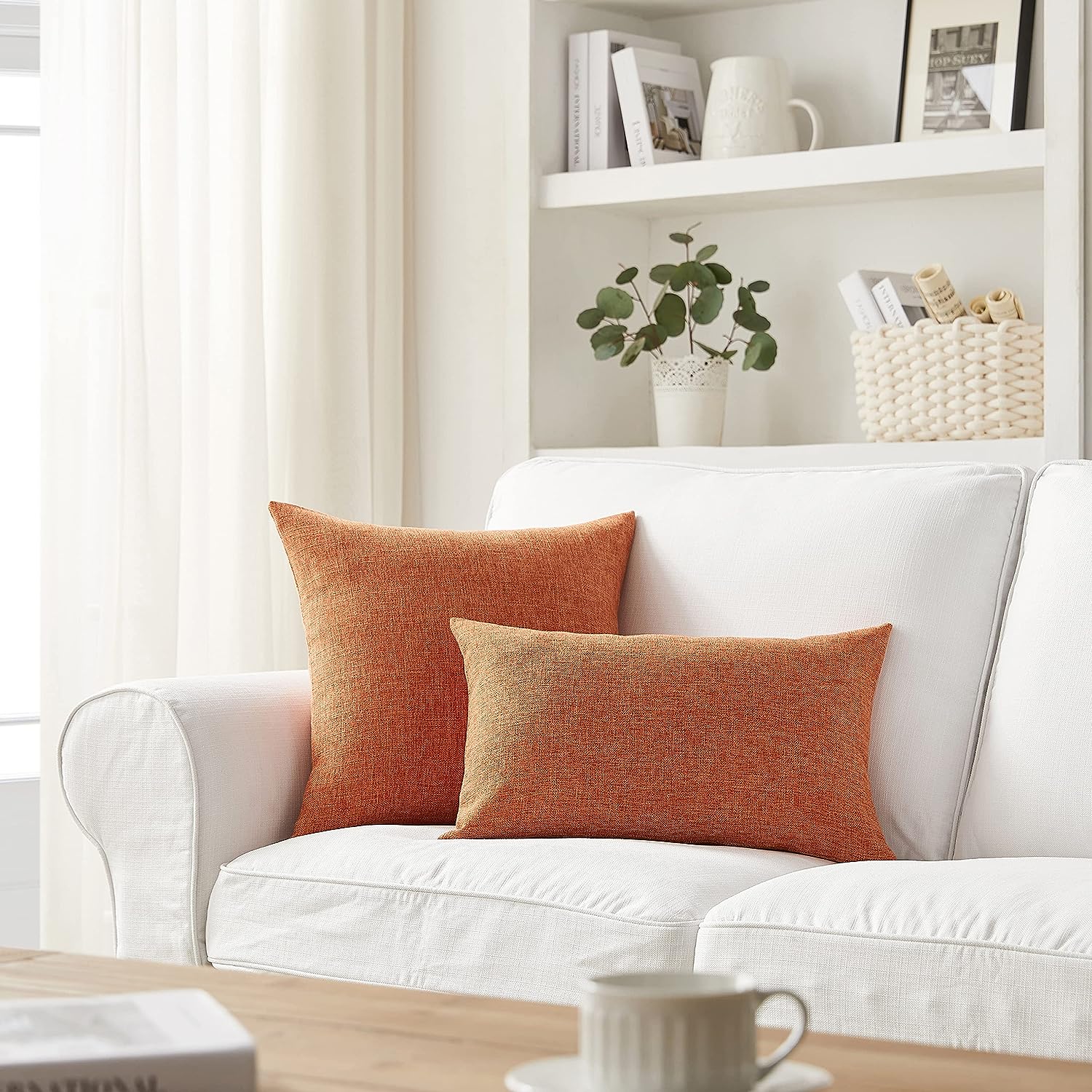 Set of 2 Pillow Covers 18 x 18 Inch Farmhouse Boho Decorative Throw Pillow Covers Linen Cushion Covers - Image 50